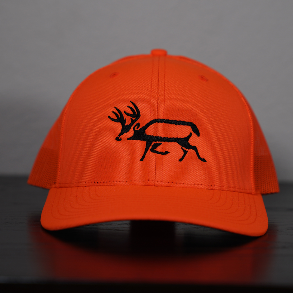 Hunter Blaze Orange Buck On A Hat