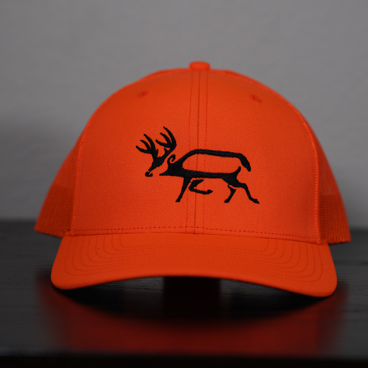 Hunter Blaze Orange Buck On A Hat