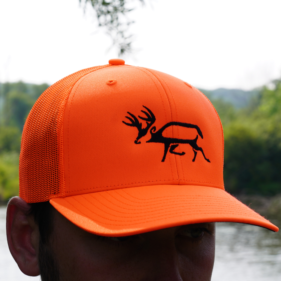 Hunter Blaze Orange Buck On A Hat