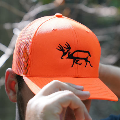 Hunter Blaze Orange Buck On A Hat