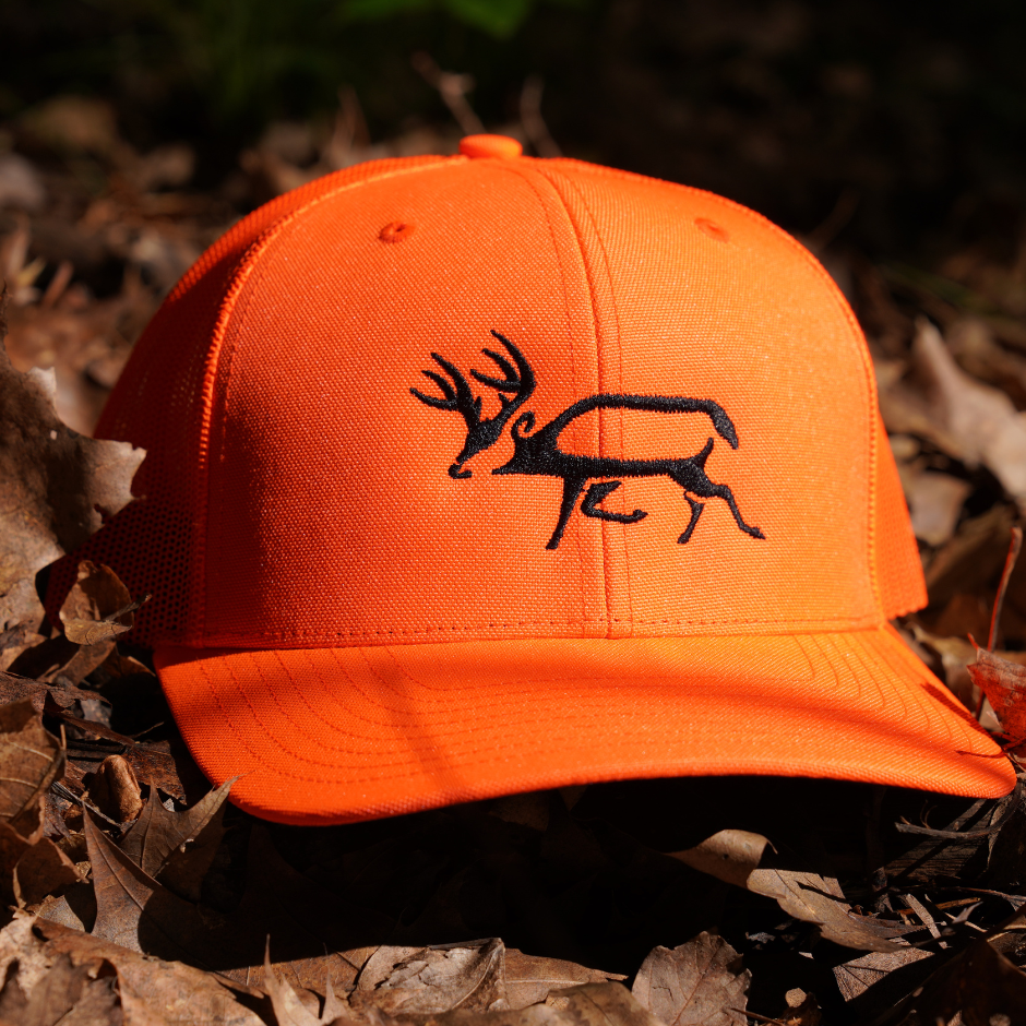 Hunter Blaze Orange Buck On A Hat
